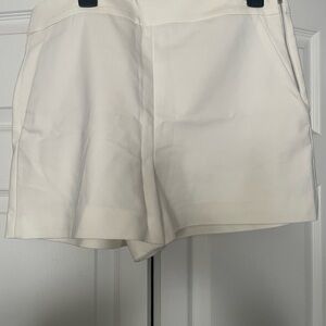 Zara Cream High-Waist Tailored Shorts with Side Zip